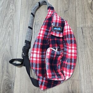 Kavu Red white Blue Plaid Sling Bag